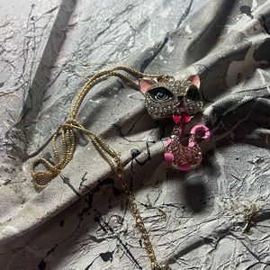 Jewelry Betsy Johnson Fashion Pendant Rhinestone Bow tie fox Chain Nekklace